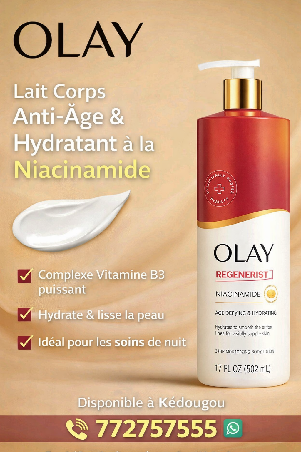 OLAY Lait Corps Anti-Âge & Hydratant à la Niacinamide