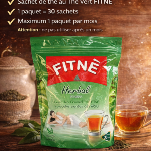🍵 FITNÈ – Herbal Infusion Thé Vert
📦 1 paquet = 30 sachets
🌿 Saveur : Thé Vert
🕒 1 tasse le soir avant de dormir