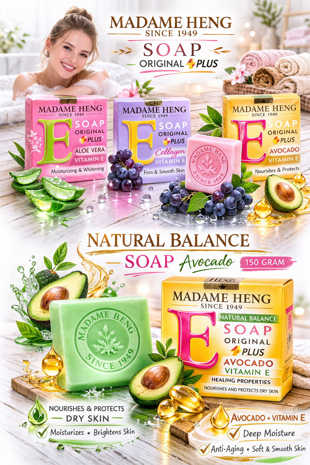 Savon naturel
Back to products
Madame Heng Avocado Vitamin E Soap